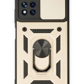 Xiaomi Poco M4 Pro 5G Kılıf Pars Lens Yüzüklü Silikon - Gold-(5796)