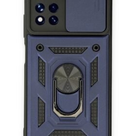 Xiaomi Poco M4 Pro 5G Kılıf Pars Lens Yüzüklü Silikon - Lacivert-(5796)