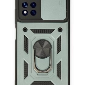 Xiaomi Poco M4 Pro 5G Kılıf Pars Lens Yüzüklü Silikon - Yeşil-(5796)