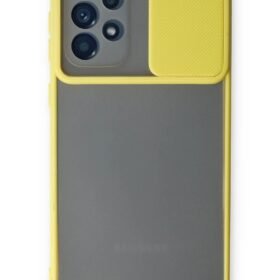 Samsung Galaxy A73 5G Kılıf Palm Buzlu Kamera Sürgülü Silikon - Sarı-(5796)