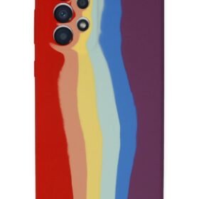 Samsung Galaxy A73 5G Kılıf Ebruli Lansman Silikon - Kırmızı-Mor-(5796)