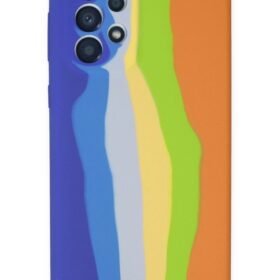 Samsung Galaxy A73 5G Kılıf Ebruli Lansman Silikon - Mavi-Turuncu-(5796)