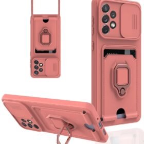 Samsung Galaxy A73 5G Kılıf Zuma Kartvizitli Yüzüklü Silikon - Pembe-(5796)