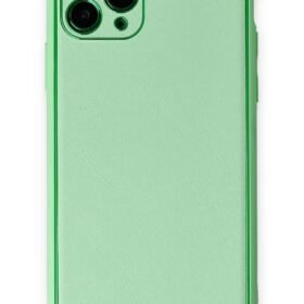 iPhone 11 Pro Kılıf Coco Deri Silikon Kapak - Açık Yeşil-(5796)