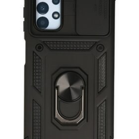 Samsung Galaxy A13 4G Kılıf Pars Lens Yüzüklü Silikon - Siyah-(5796)