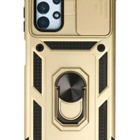 Samsung Galaxy A13 4G Kılıf Pars Lens Yüzüklü Silikon - Gold-(5796)