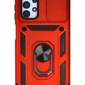 Samsung Galaxy A23 4G Kılıf Pars Lens Yüzüklü Silikon - Kırmızı-(5796)