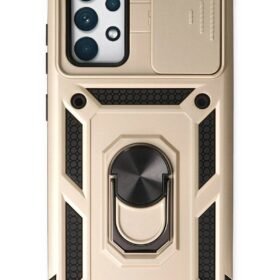 Samsung Galaxy A73 5G Kılıf Pars Lens Yüzüklü Silikon - Gold-(5796)