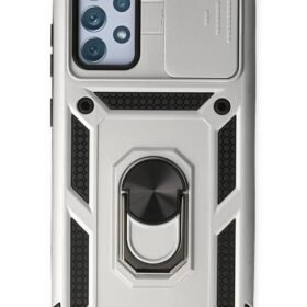 Samsung Galaxy A73 5G Kılıf Pars Lens Yüzüklü Silikon - Gümüş-(5796)