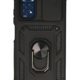 Xiaomi Redmi Note 11 Kılıf Pars Lens Yüzüklü Silikon - Siyah-(5796)