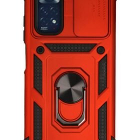 Xiaomi Redmi Note 11 Kılıf Pars Lens Yüzüklü Silikon - Kırmızı-(5796)