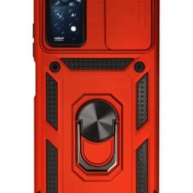 Xiaomi Redmi Note 11 Pro Kılıf Pars Lens Yüzüklü Silikon - Kırmızı-(5796)