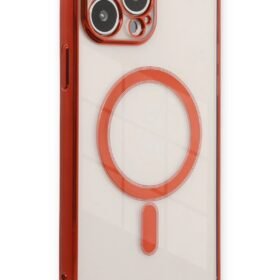 iPhone 13 Pro Max Kılıf Magneticsafe Lazer Silikon - Kırmızı-(5796)