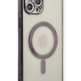 iPhone 12 Pro Kılıf Magneticsafe Lazer Silikon - Siyah-(5796)