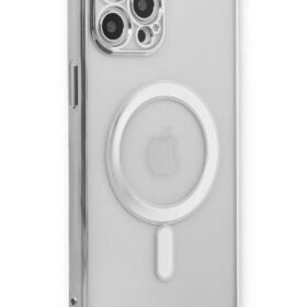 iPhone 12 Pro Kılıf Magneticsafe Lazer Silikon - Gümüş-(5796)