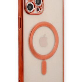 iPhone 12 Pro Kılıf Magneticsafe Lazer Silikon - Kırmızı-(5796)
