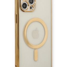 iPhone 12 Pro Kılıf Magneticsafe Lazer Silikon - Gold-(5796)