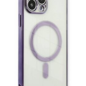 iPhone 13 Pro Max Kılıf Magneticsafe Lazer Silikon - Mor-(5796)