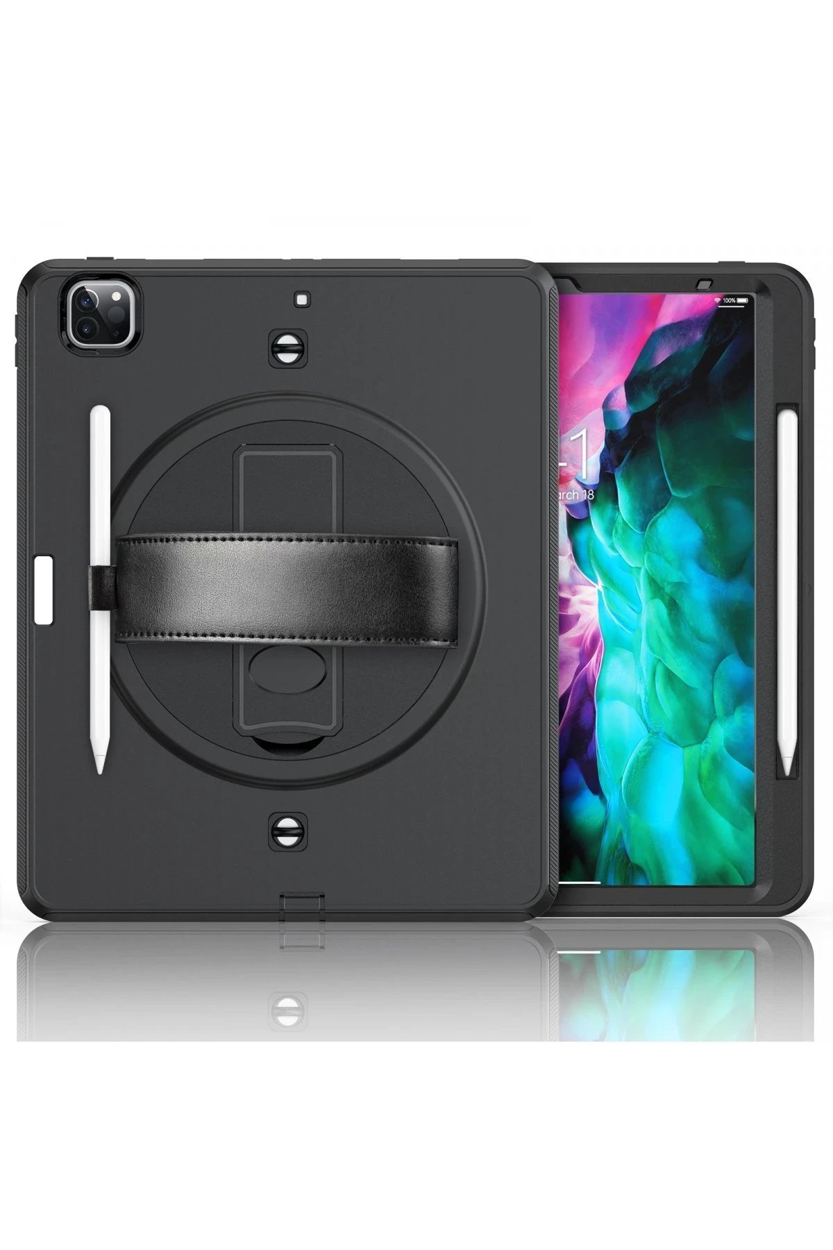 iPad Pro 12.9 (2021) Kılıf Strap-C Otterbox Tablet Kapak - Siyah-(5796) - Görsel 2