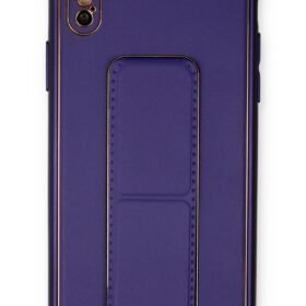 iPhone X Kılıf Coco Deri Standlı Kapak - Mor-(5796)