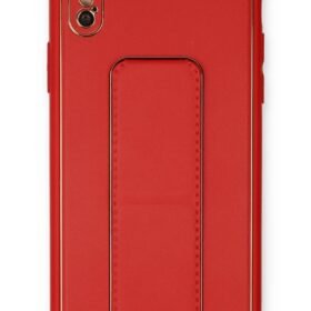 iPhone XS Max Kılıf Coco Deri Standlı Kapak - Kırmızı-(5796)
