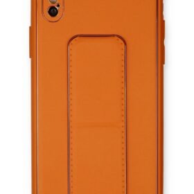 iPhone XS Max Kılıf Coco Deri Standlı Kapak - Turuncu-(5796)