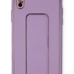 iPhone XS Max Kılıf Coco Deri Standlı Kapak - Koyu Lila-(5796)
