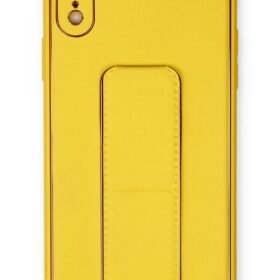 iPhone XR Kılıf Coco Deri Standlı Kapak - Sarı-(5796)