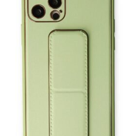 iPhone 12 Pro Kılıf Coco Deri Standlı Kapak - Su Yeşili-(5796)