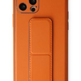 iPhone 12 Pro Kılıf Coco Deri Standlı Kapak - Turuncu-(5796)
