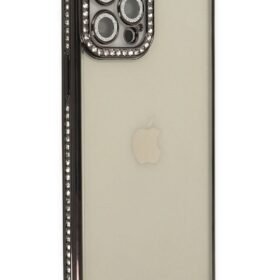 iPhone 12 Pro Kılıf Joke Taşlı Silikon - Siyah-(5796)