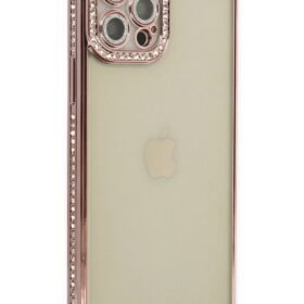 iPhone 12 Pro Kılıf Joke Taşlı Silikon - Pembe-(5796)