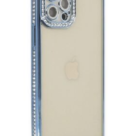 iPhone 12 Pro Kılıf Joke Taşlı Silikon - Mavi-(5796)