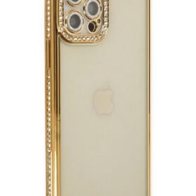 iPhone 12 Pro Kılıf Joke Taşlı Silikon - Gold-(5796)