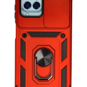 Samsung Galaxy M33 Kılıf Pars Lens Yüzüklü Silikon - Kırmızı-(5796)