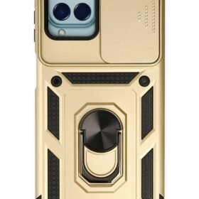Samsung Galaxy M33 Kılıf Pars Lens Yüzüklü Silikon - Gold-(5796)