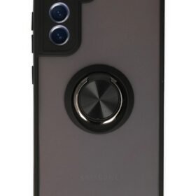 Samsung Galaxy S21 FE Kılıf Montreal Yüzüklü Silikon Kapak - Siyah-(5796)