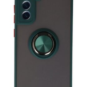 Samsung Galaxy S21 FE Kılıf Montreal Yüzüklü Silikon Kapak - Yeşil-(5796)