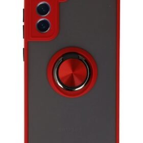 Samsung Galaxy S21 FE Kılıf Montreal Yüzüklü Silikon Kapak - Kırmızı-(5796)