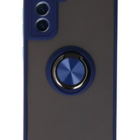 Samsung Galaxy S21 FE Kılıf Montreal Yüzüklü Silikon Kapak - Lacivert-(5796)