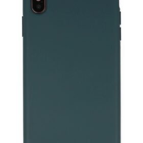 iPhone XS Max Kılıf Nano içi Kadife Silikon - Koyu Yeşil-(5796)