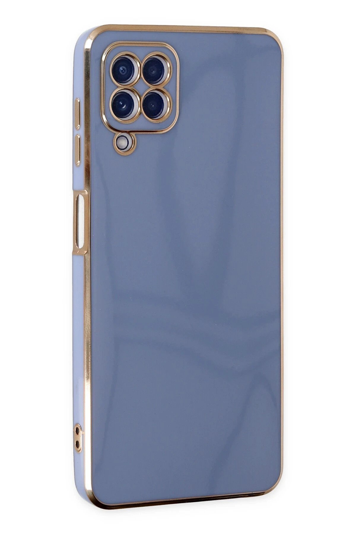 Samsung Galaxy A12 Kılıf Volet Silikon - Mavi-(5796)