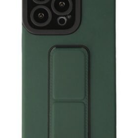 iPhone 13 Pro Kılıf Mega Standlı Silikon - Yeşil-(5796)