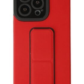 iPhone 13 Pro Kılıf Mega Standlı Silikon - Kırmızı-(5796)