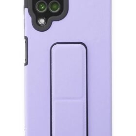 Samsung Galaxy A22 Kılıf Mega Standlı Silikon - Lila-(5796)