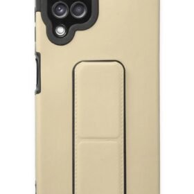 Samsung Galaxy A22 Kılıf Mega Standlı Silikon - Gold-(5796)