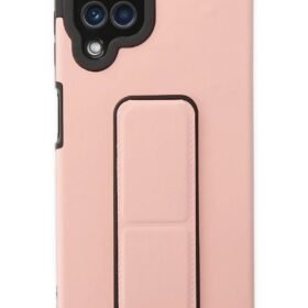 Samsung Galaxy A22 Kılıf Mega Standlı Silikon - Pudra-(5796)