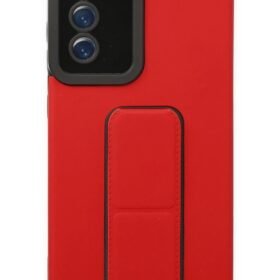 Samsung Galaxy S21 FE Kılıf Mega Standlı Silikon - Kırmızı-(5796)