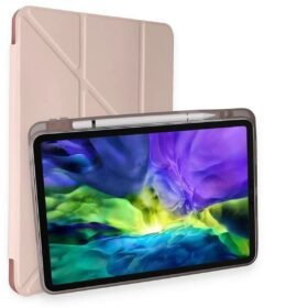 iPad Air 4 10.9 Kılıf Kalemlikli Mars Tablet Kılıfı - Rose Gold-(5796)