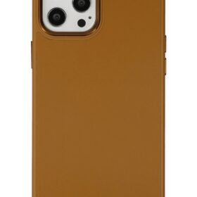iPhone 12 Pro Max Kılıf Asya Deri Silikon - Kahverengi-(5796)